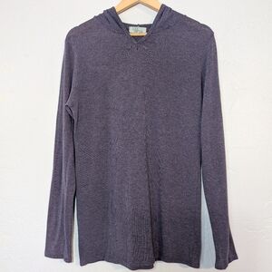 Soul Drifter Womens Purple Hooded Knit Long Sleeve Knit Top Lightweight Casual